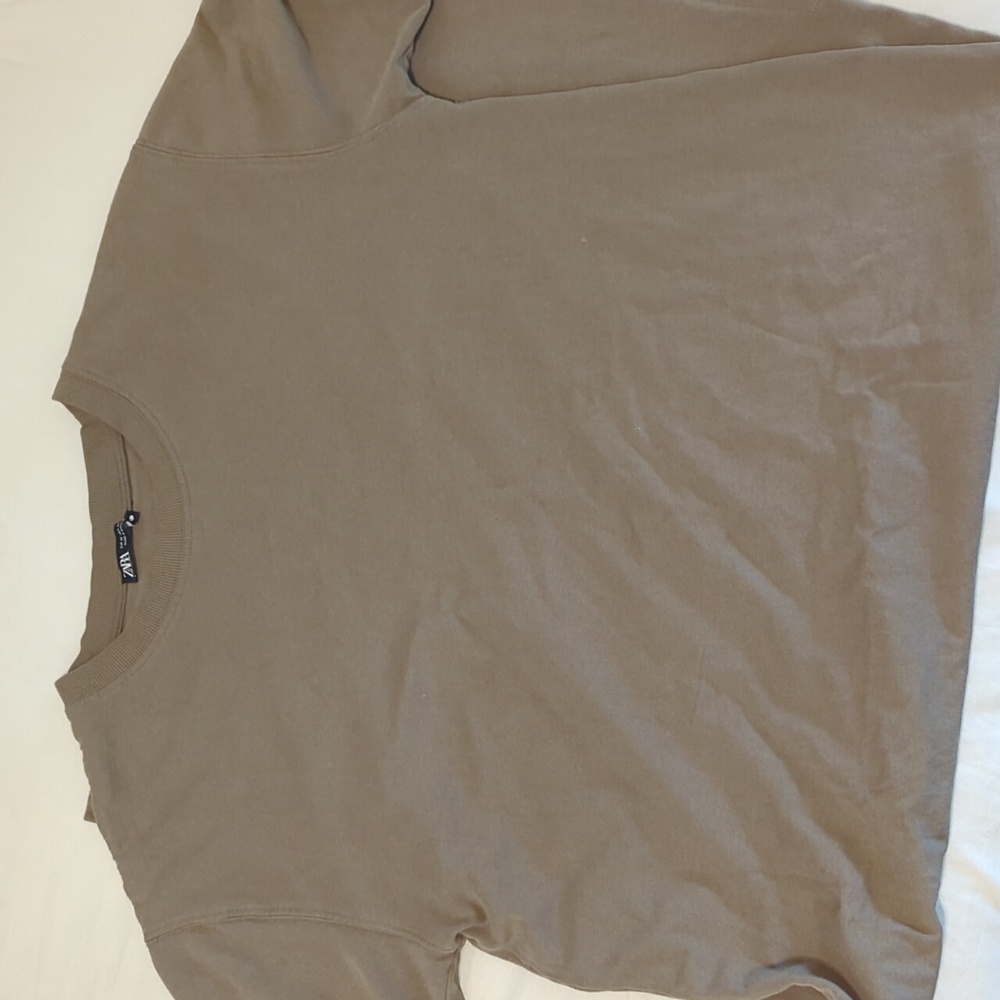 Zara Basic Tan T-Shirt Dress With Slits On Both Sides